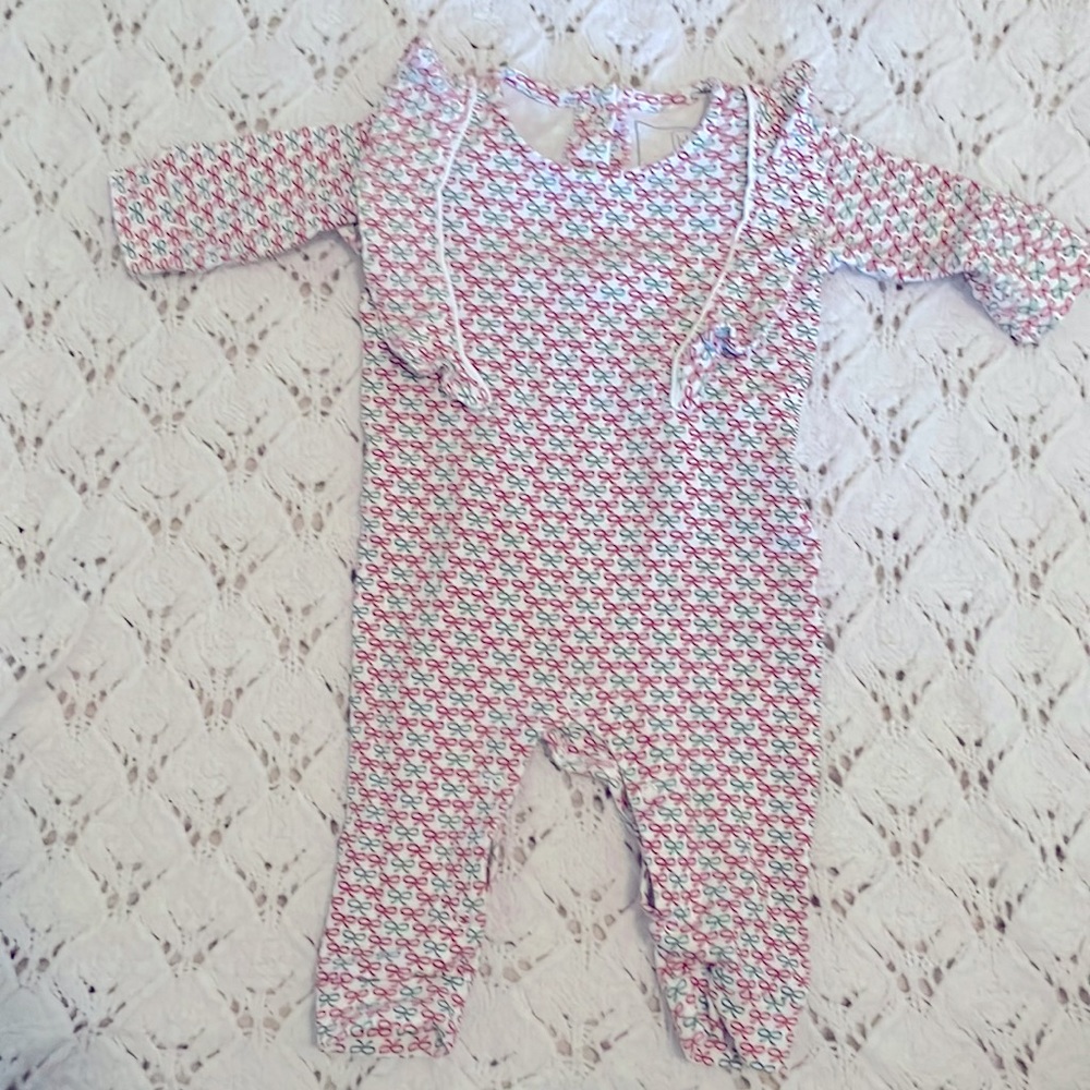 Lila and Hayes Christmas Bow Knit Romper